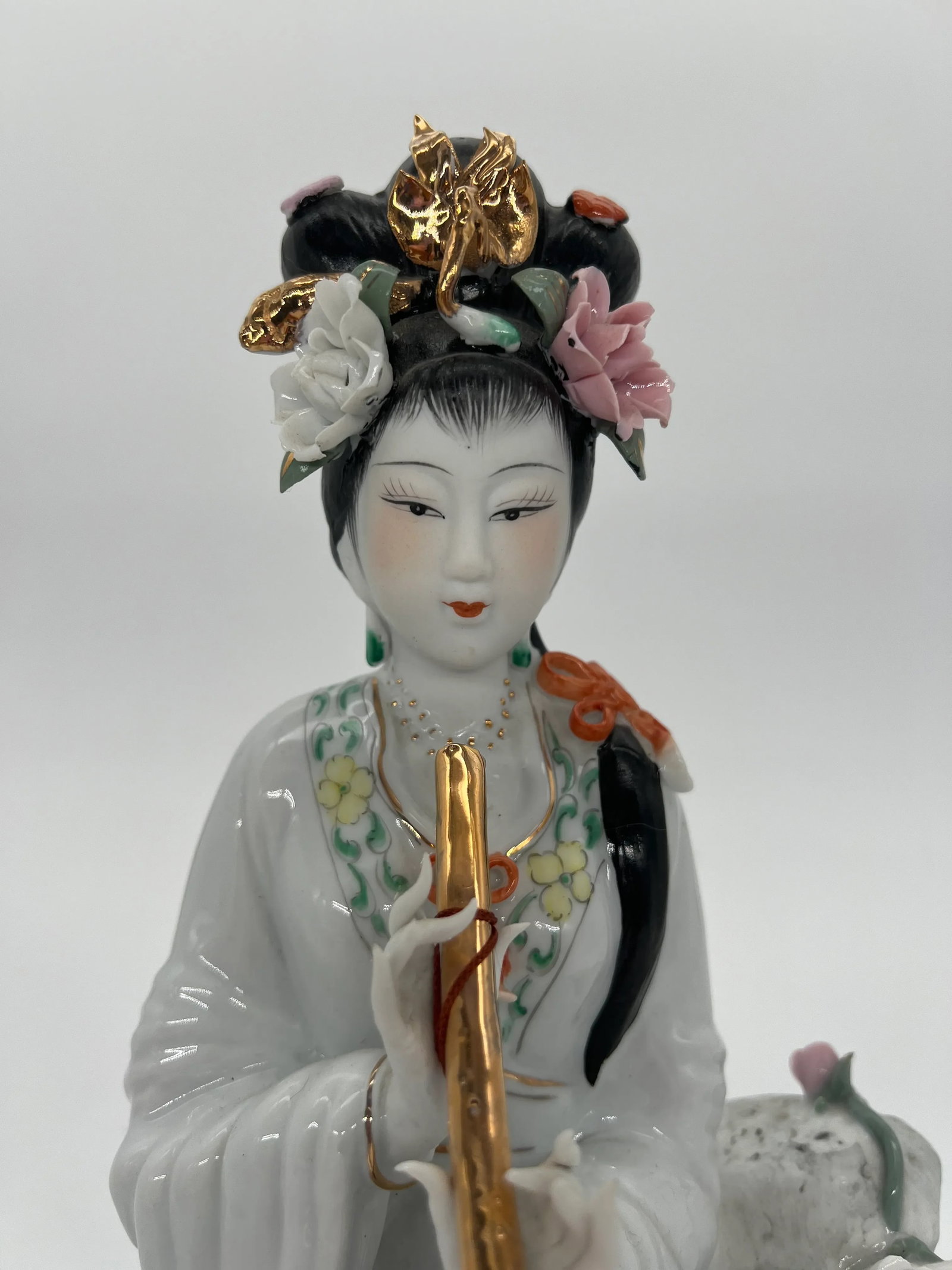 Vintage Asian Geisha Musician Figurines a Pair - 7