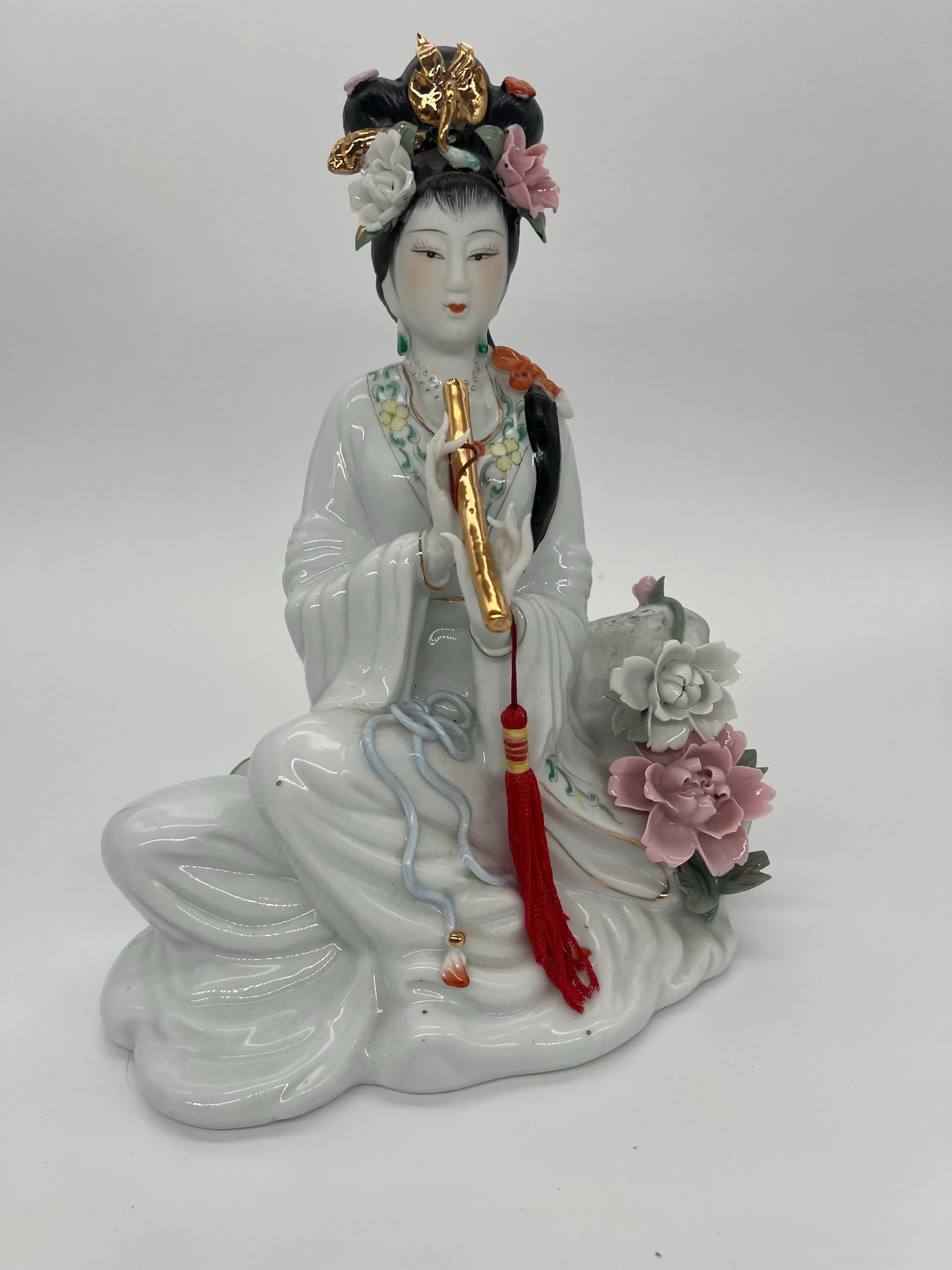 Vintage Asian Geisha Musician Figurines a Pair - 8