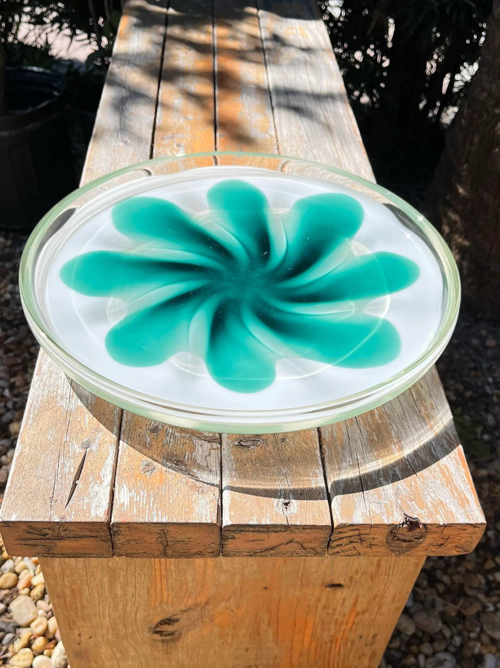 1955 Paul Kedelv for Flygsfors Coquille Milky White and Green Glass Plate - 2