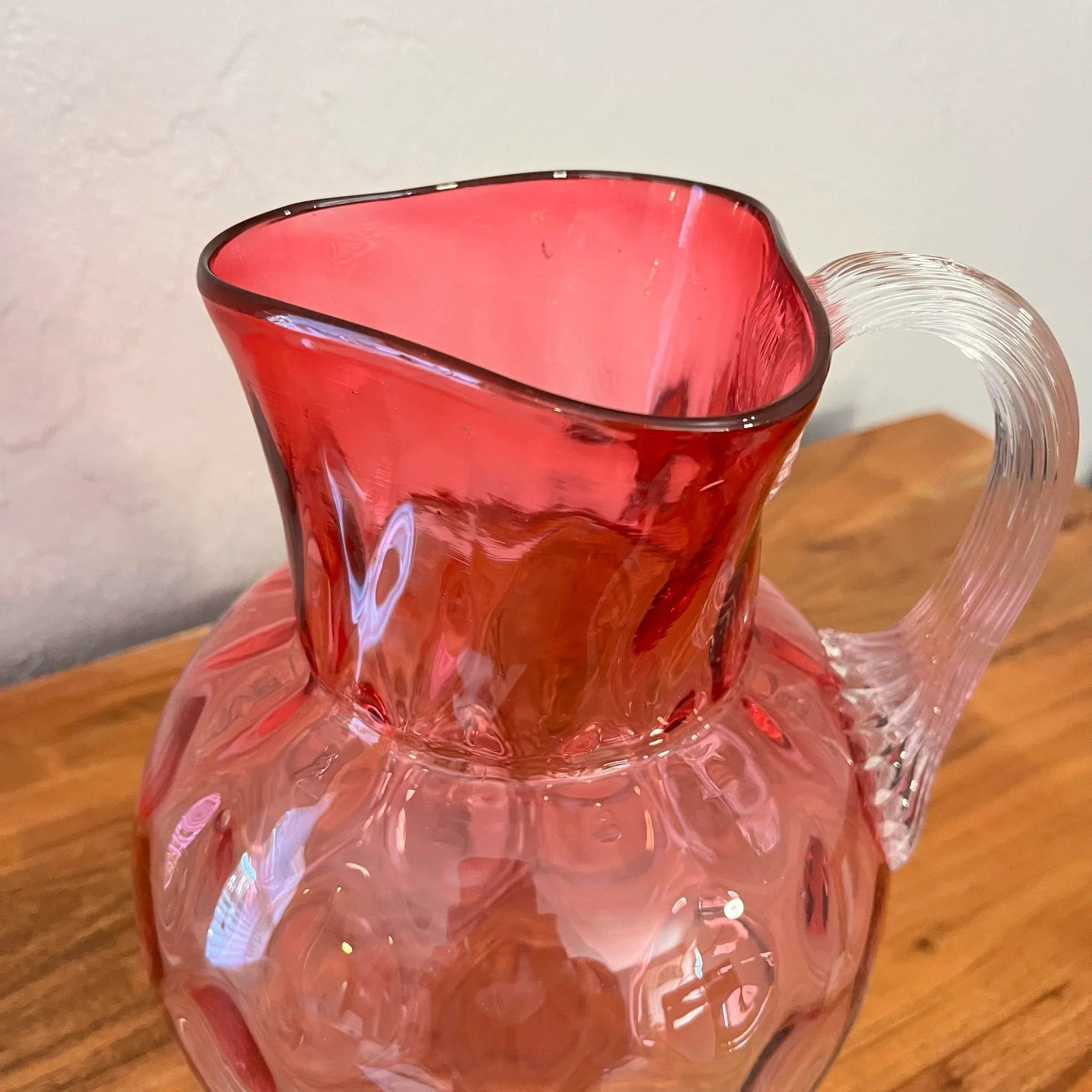 Large Antique Rubina Inverted Thumbprint Pitcher - 2