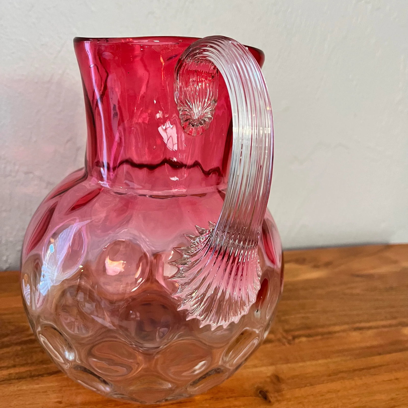 Large Antique Rubina Inverted Thumbprint Pitcher - 3