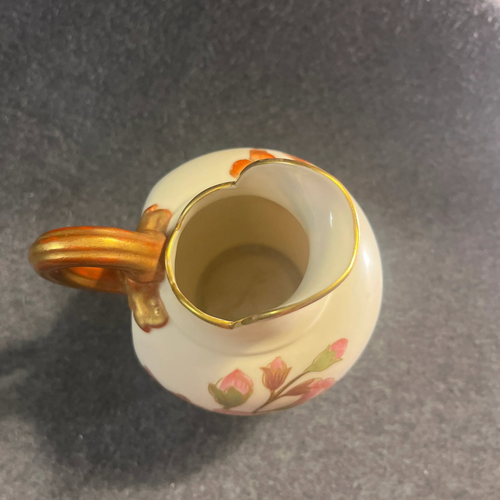 Antique Royal Worcester Blush Ivory Flat Backed Pitcher - 6
