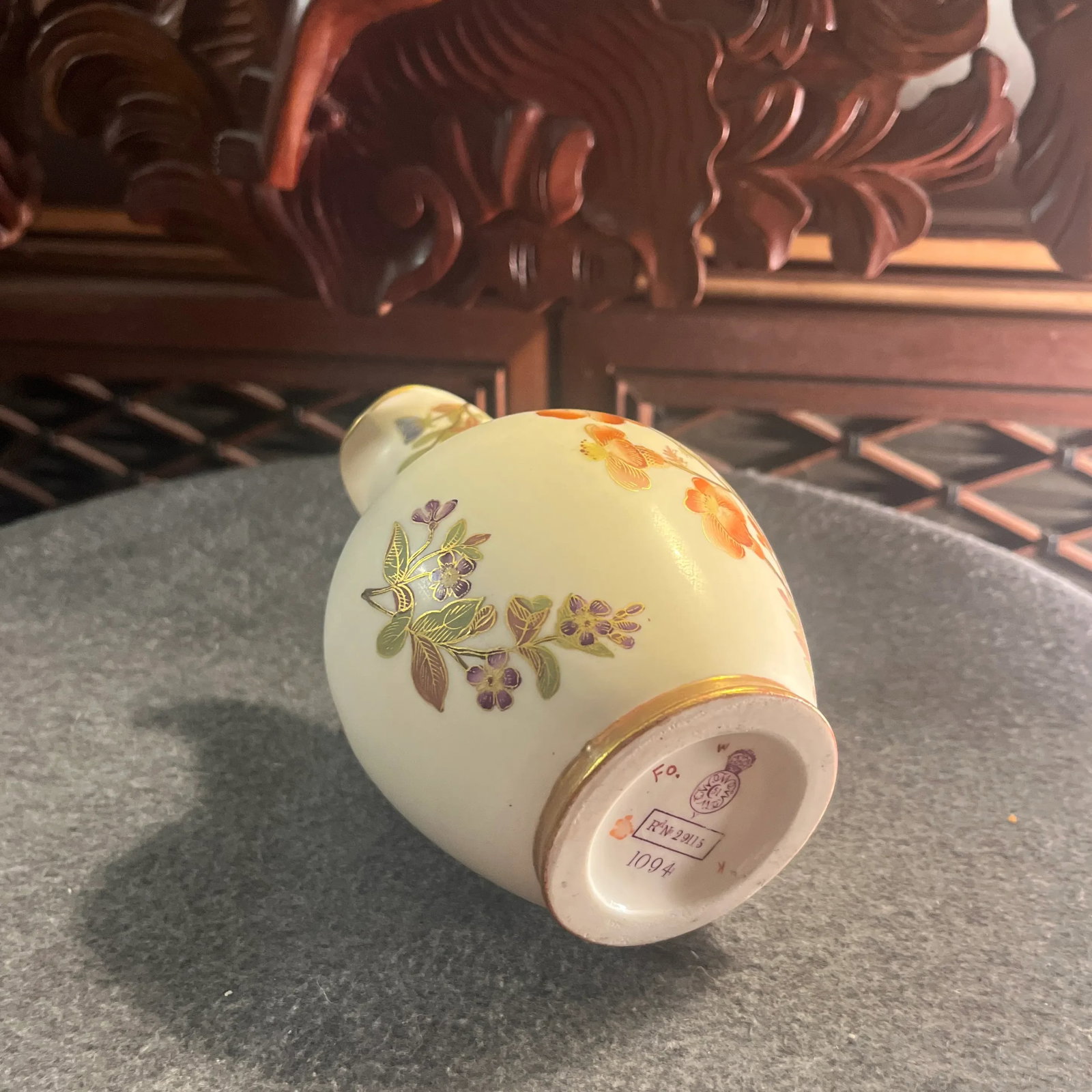Antique Royal Worcester Blush Ivory Flat Backed Pitcher - 7