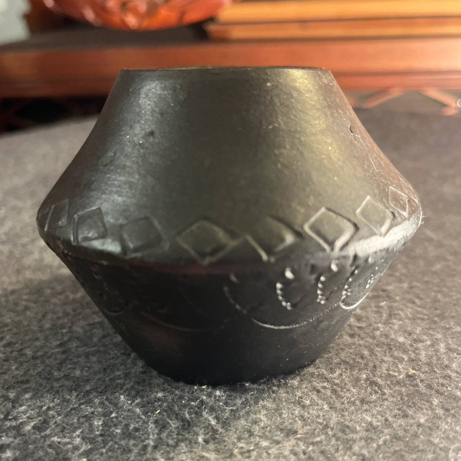 Vintage Louise Bigmeat Maney Cherokee Black Pottery Jar - 7