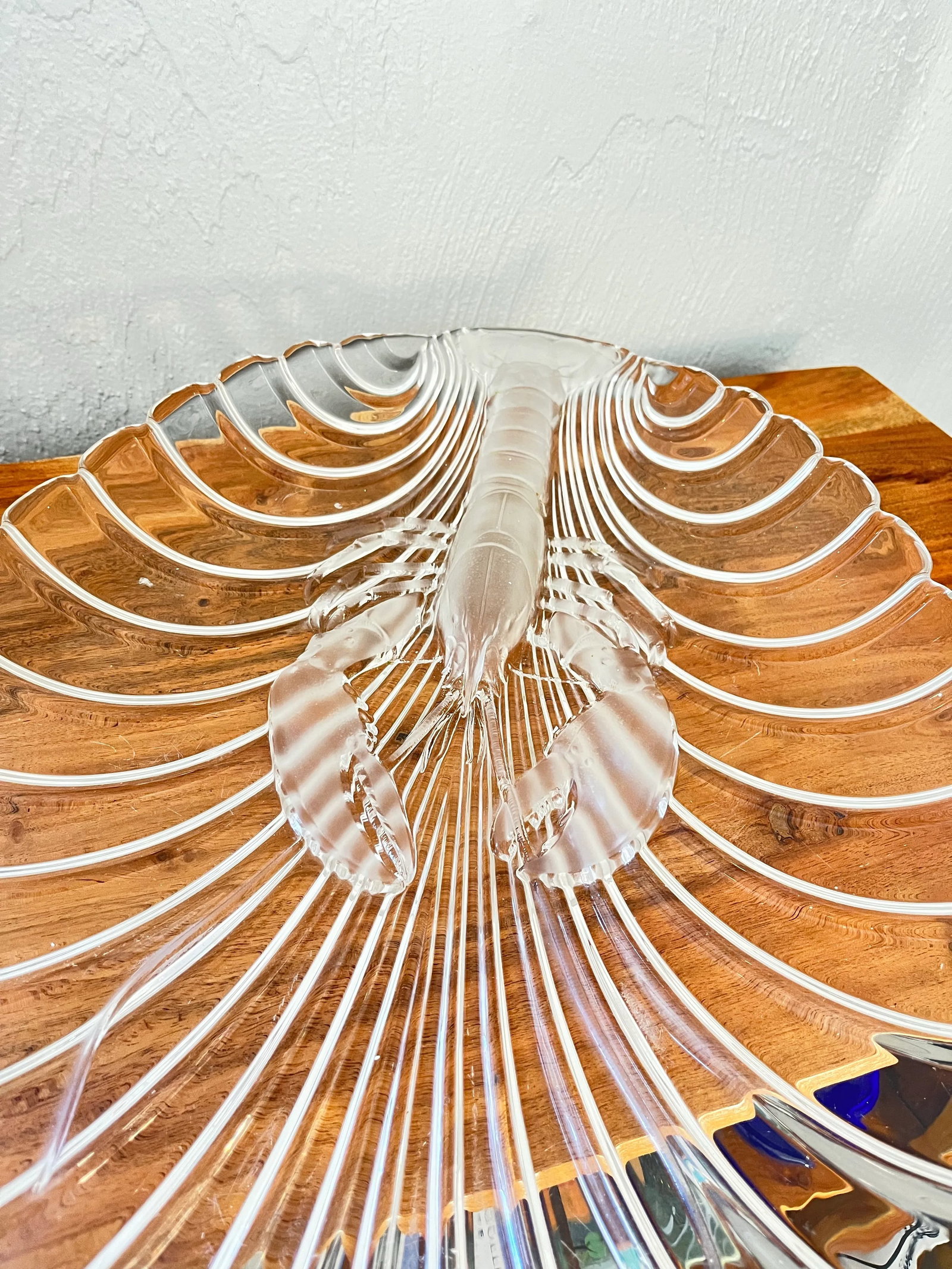 Late 20th Century Mikasa Large Clear Glass Lobster & Sea Shell Themed Serving Platter - 4