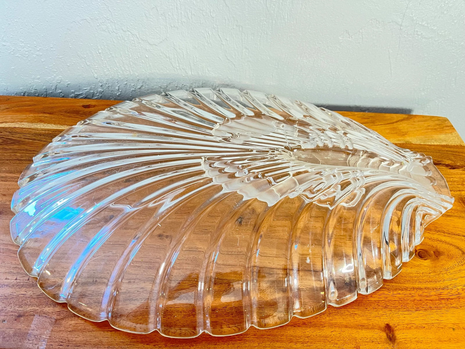 Late 20th Century Mikasa Large Clear Glass Lobster & Sea Shell Themed Serving Platter - 8