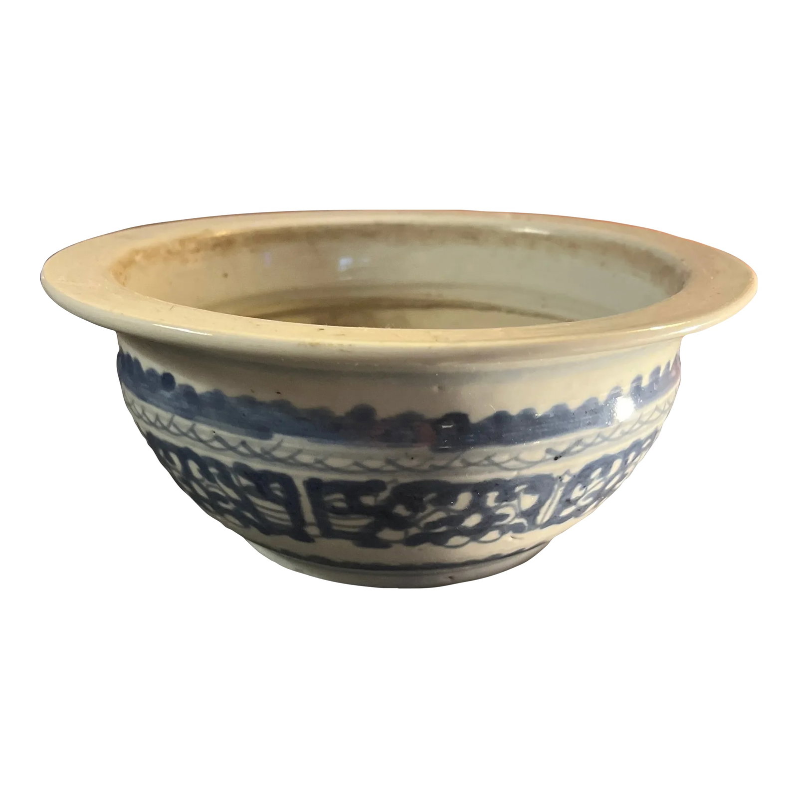 Antique Late 19th Century Chinese Blue & White Porcelain Censer Bowl (1 of 6)