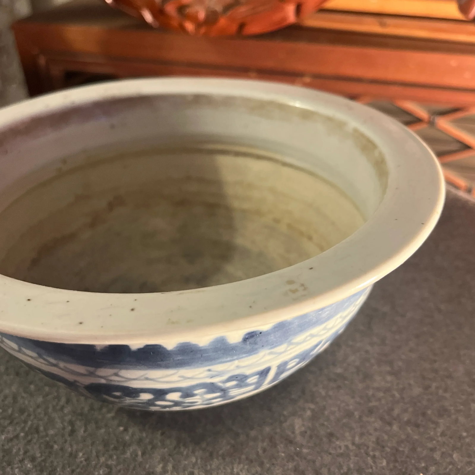 Antique Late 19th Century Chinese Blue & White Porcelain Censer Bowl - 5