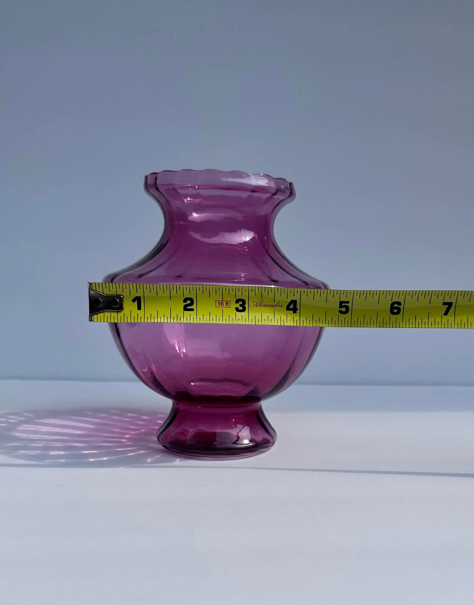 Cranberry Red Optic Art Glass Flower Vase Vintage Mid 20th Century by Pilgrim - 6