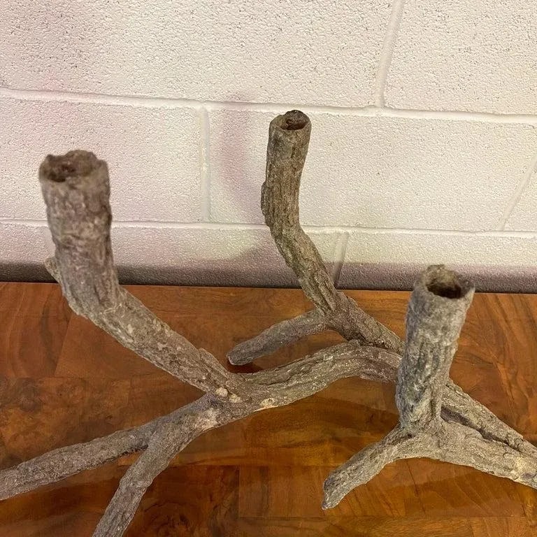 Mid-Century Sculptural Concrete Driftwood Branch Candelabra - 10