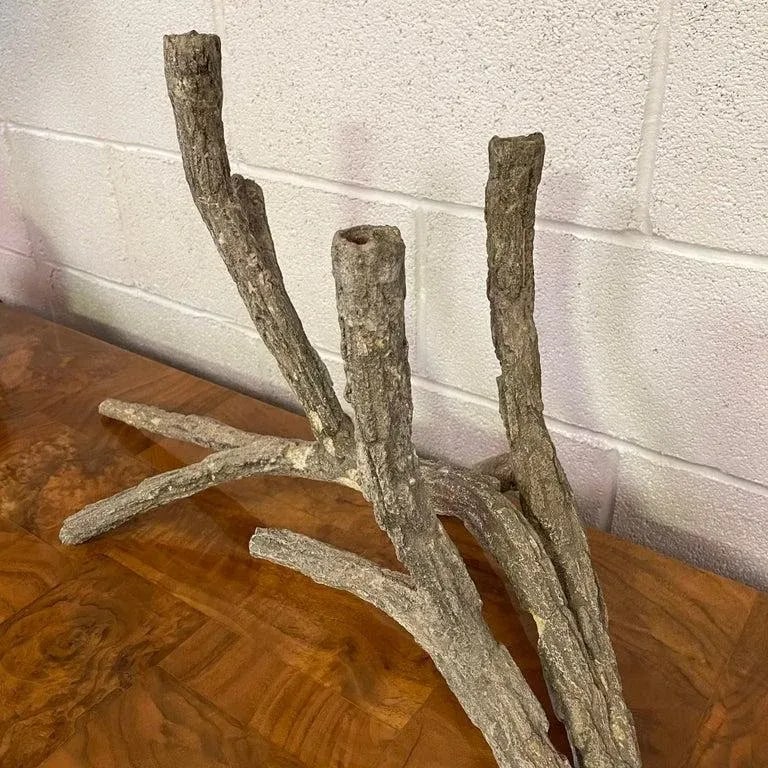Mid-Century Sculptural Concrete Driftwood Branch Candelabra - 11