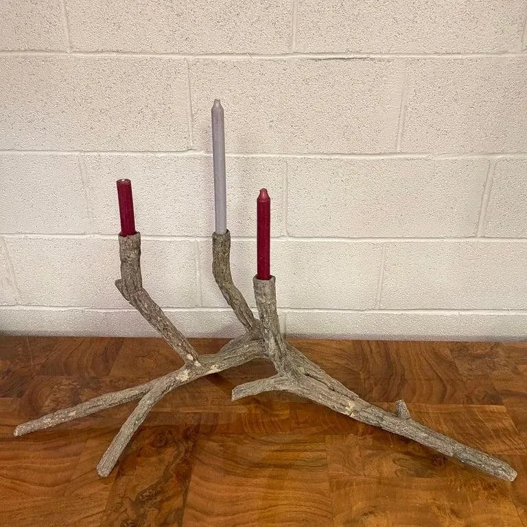 Mid-Century Sculptural Concrete Driftwood Branch Candelabra - 4
