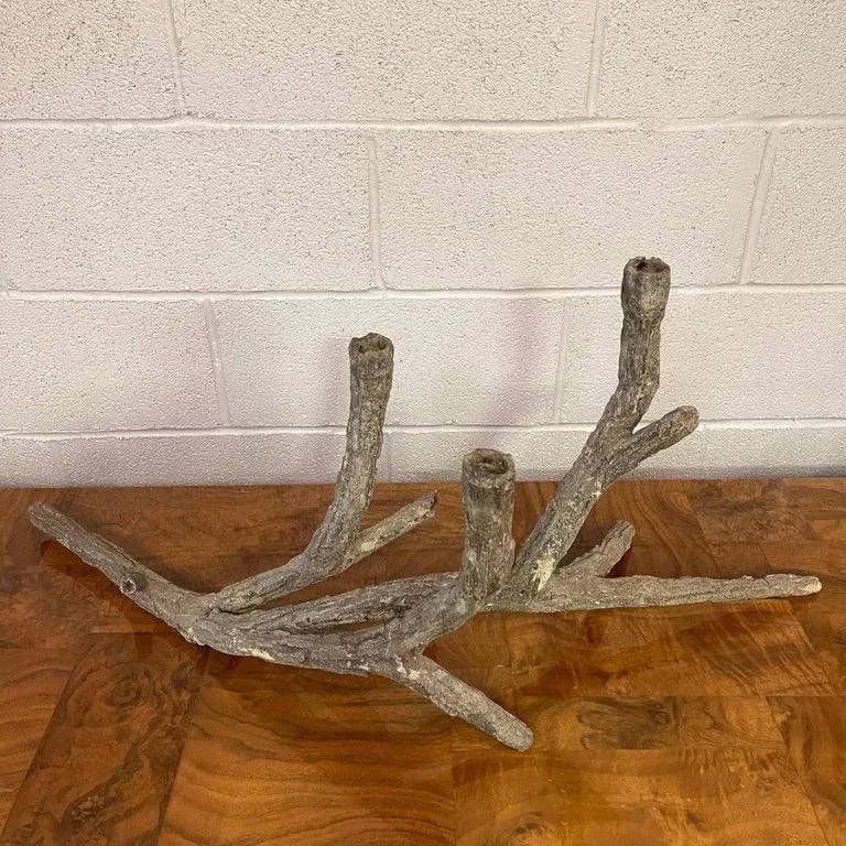 Mid-Century Sculptural Concrete Driftwood Branch Candelabra - 6