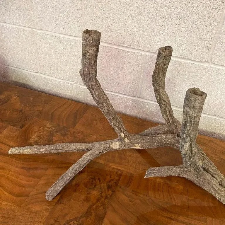 Mid-Century Sculptural Concrete Driftwood Branch Candelabra - 7
