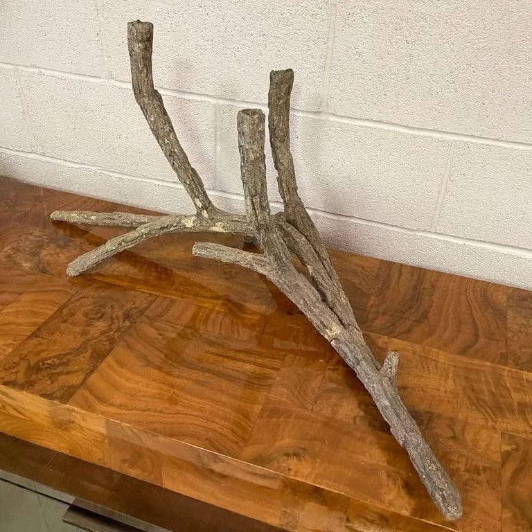 Mid-Century Sculptural Concrete Driftwood Branch Candelabra - 9