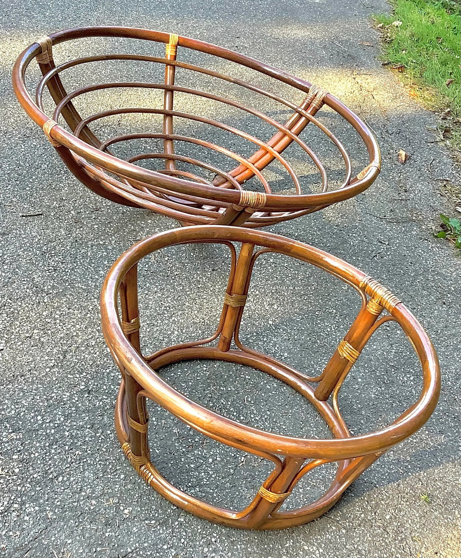 Mid Century Modern Papason Bamboo Butterfly Saucer Chair - 5