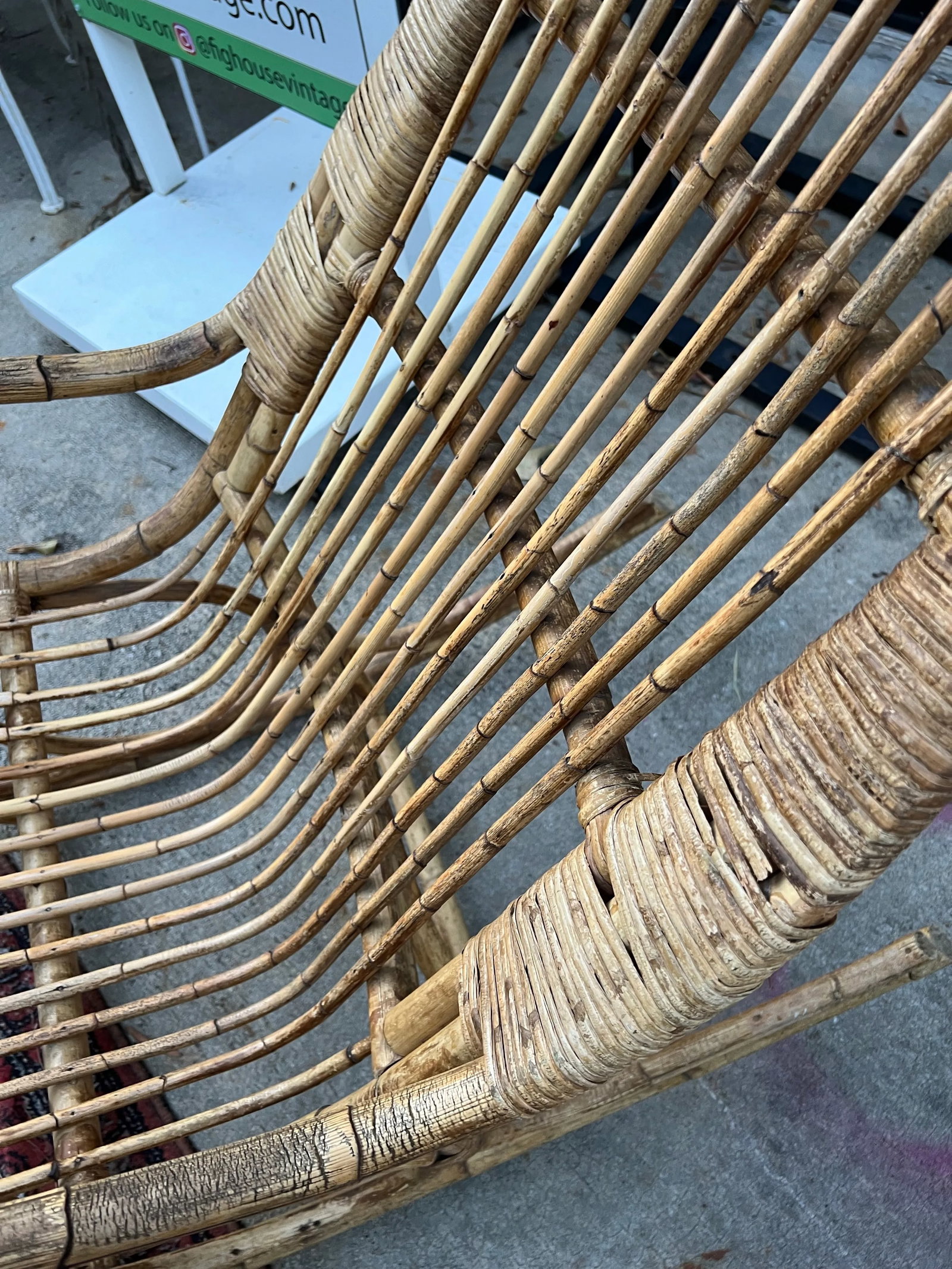 1970s Franco Albini Style Rocking Chair and Matching Stool - 3