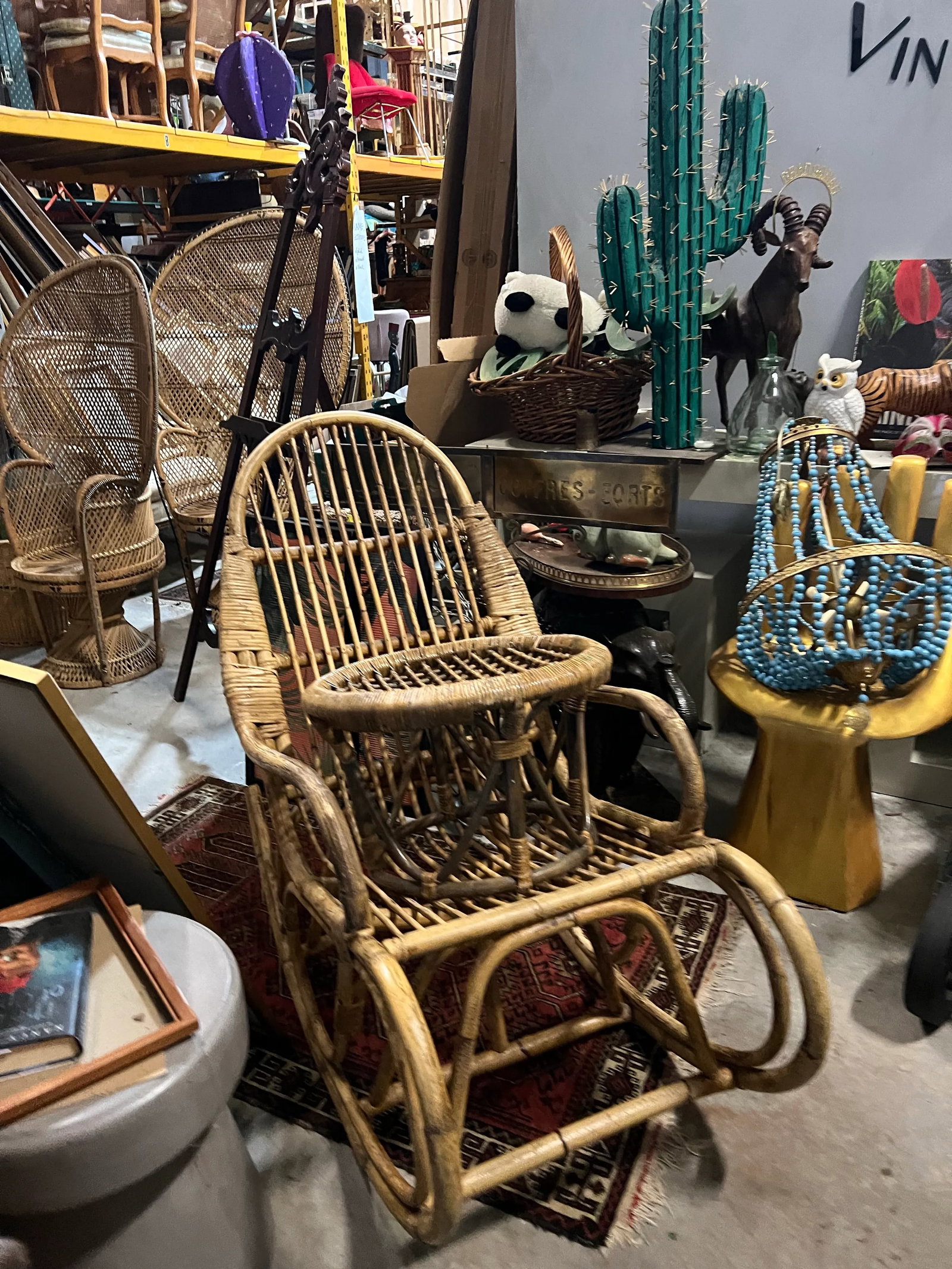 1970s Franco Albini Style Rocking Chair and Matching Stool - 7