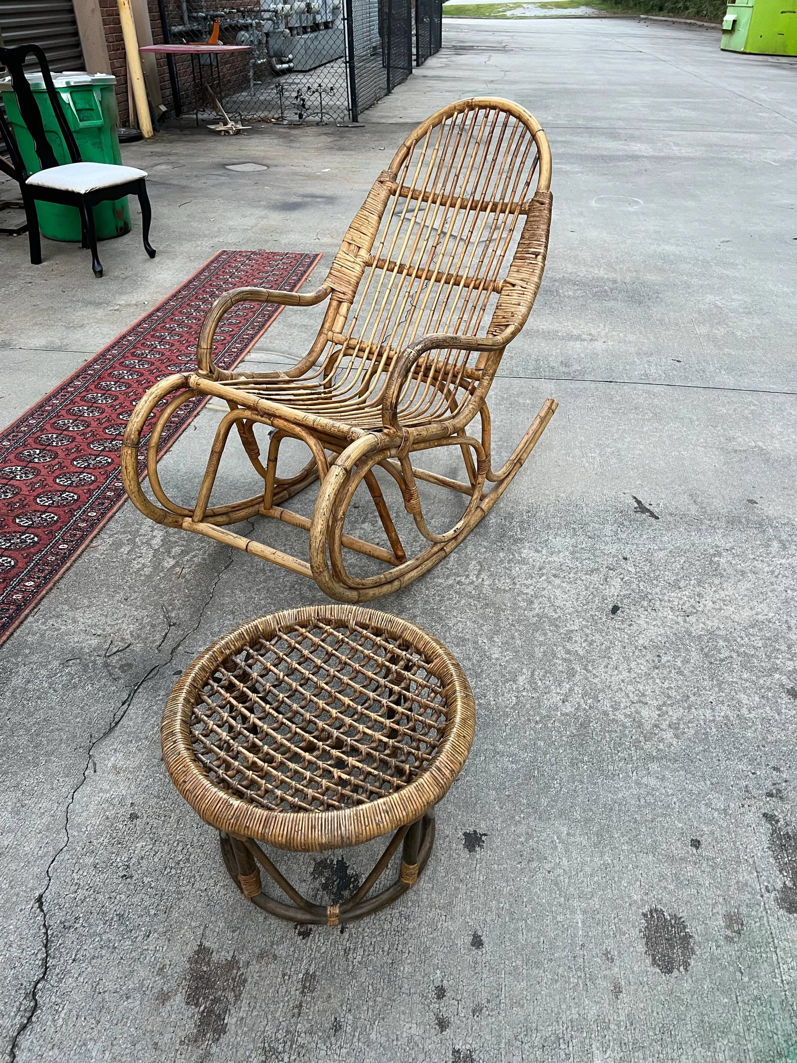 1970s Franco Albini Style Rocking Chair and Matching Stool - 8