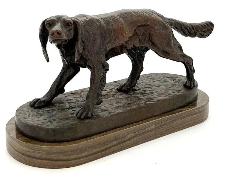 19th C. French Bronze of a Hunting Dog in Landscape in the Style of Pj Mene - 2