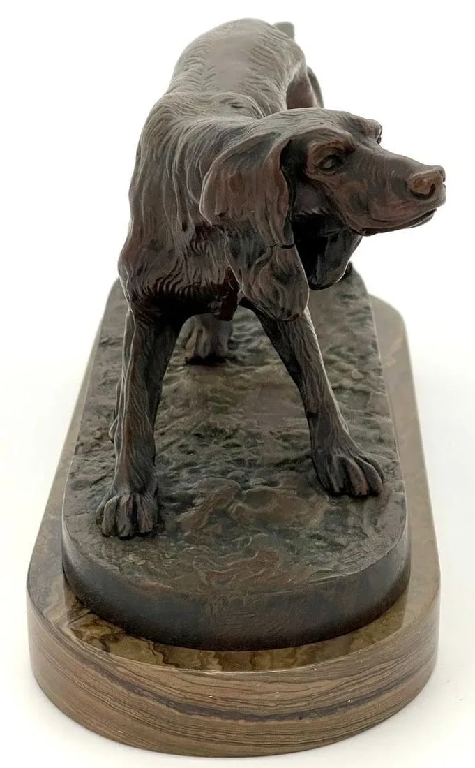 19th C. French Bronze of a Hunting Dog in Landscape in the Style of Pj Mene - 4