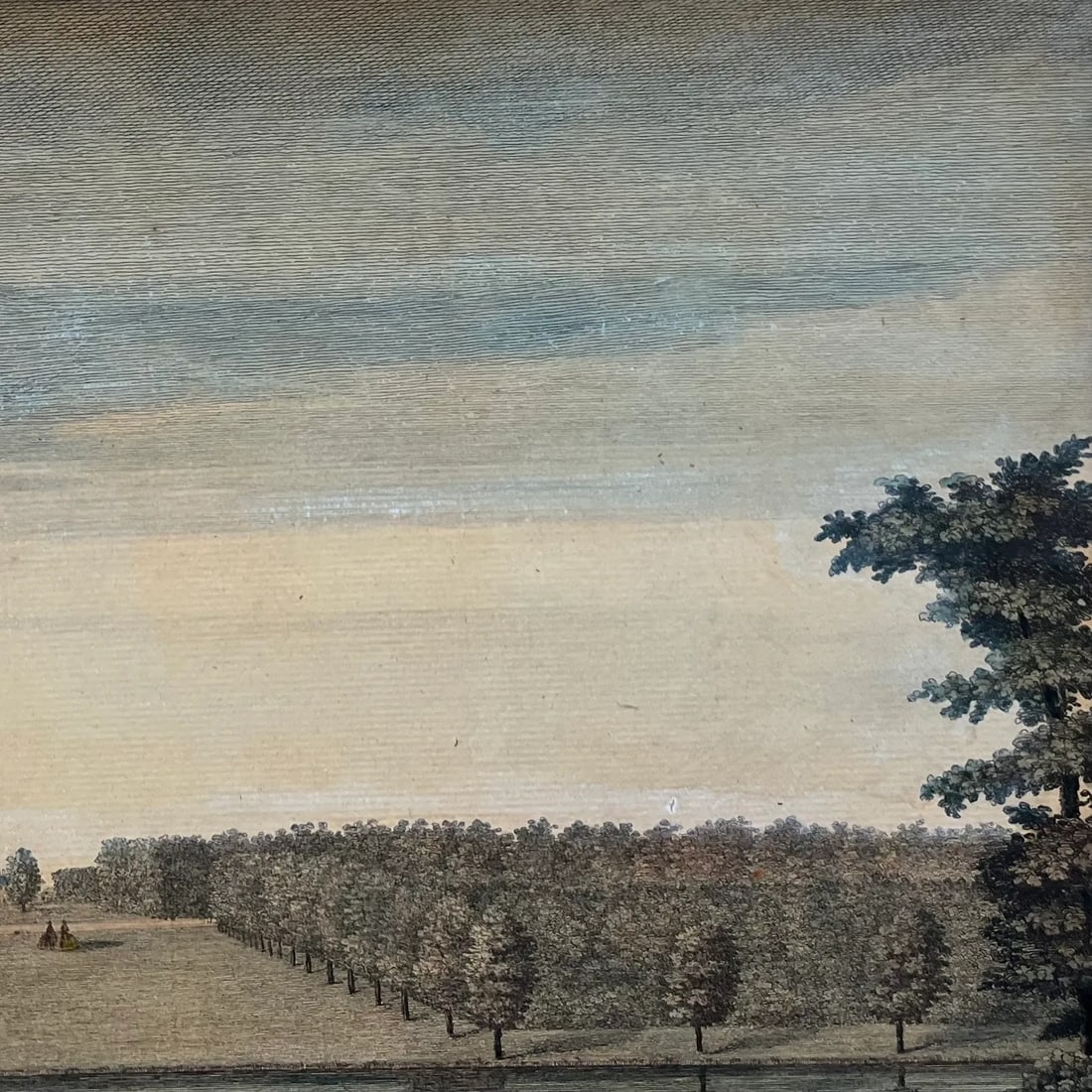 Neoclassical Engraving - Kensington Palace From the Serpentine by Tinney - Early 19th Century - 4