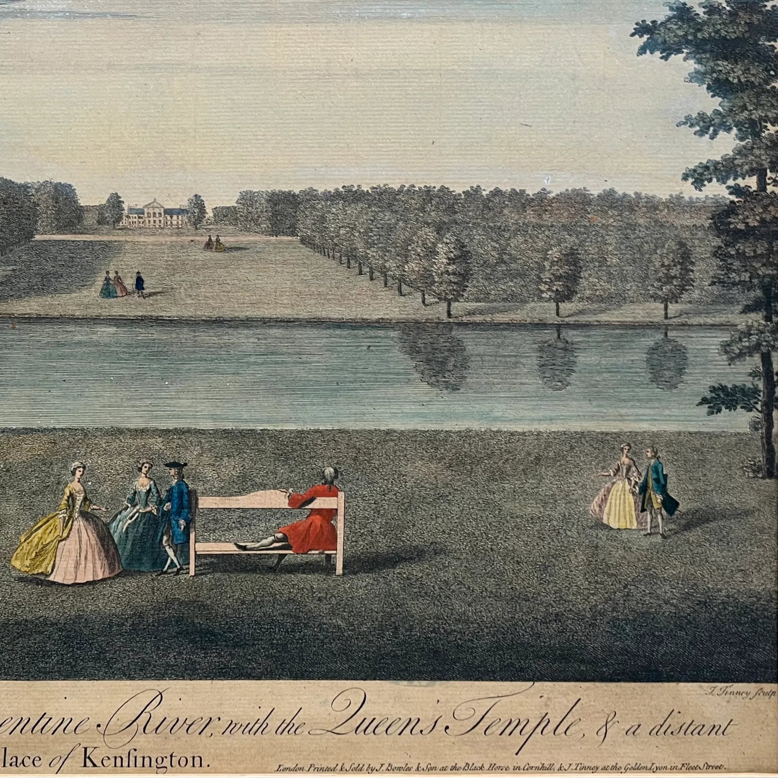 Neoclassical Engraving - Kensington Palace From the Serpentine by Tinney - Early 19th Century - 5
