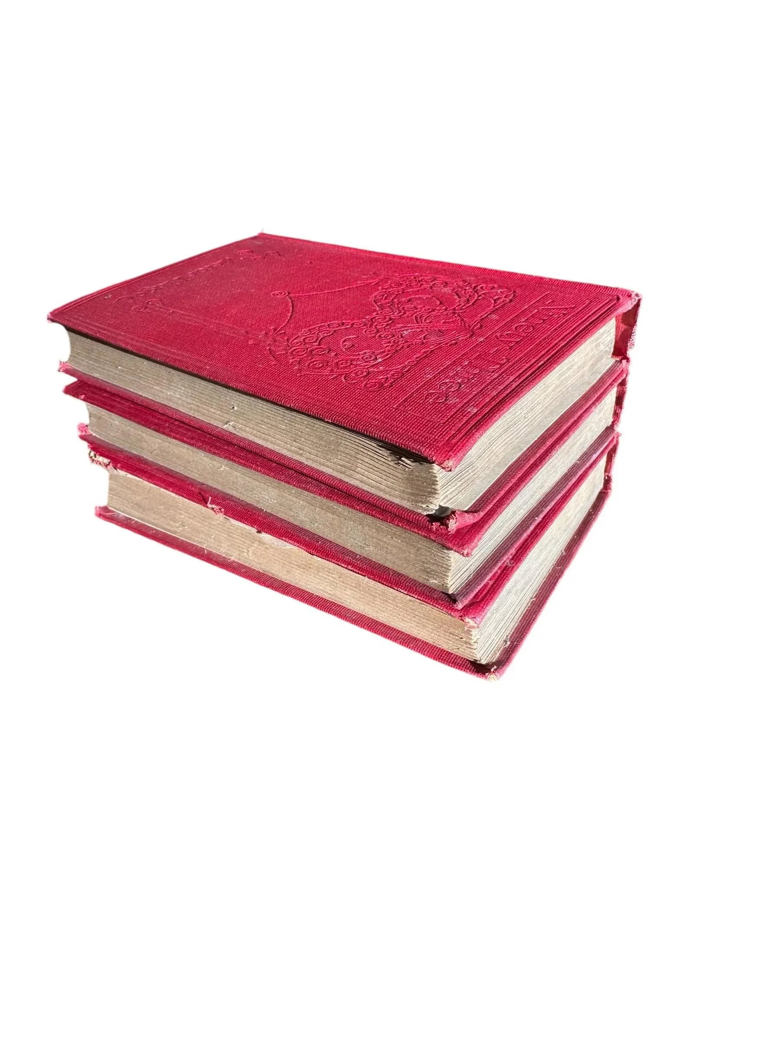 Antique Red Hardcover Victor Hugo Books- Set of 3 - 2