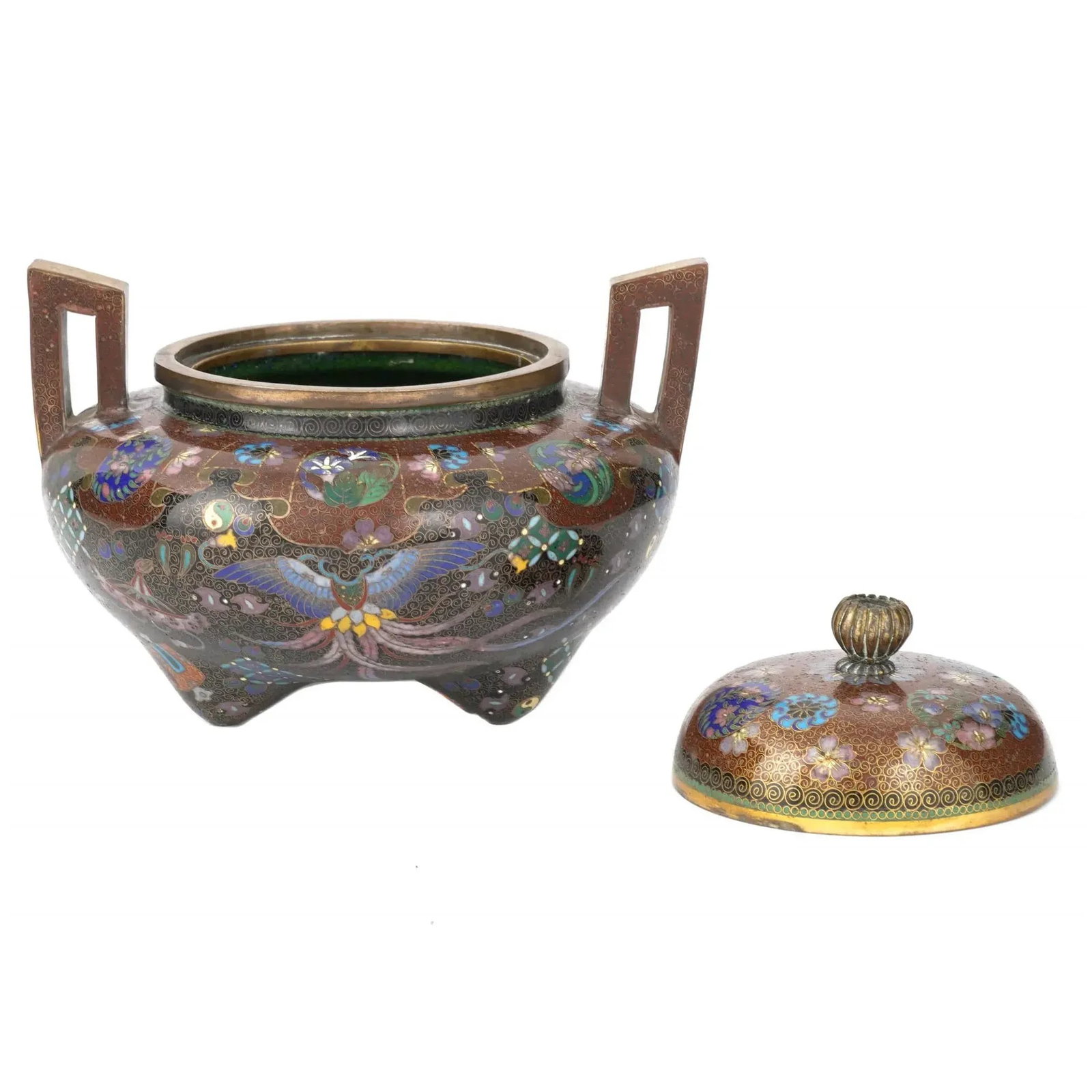 Large Late 19th Century Japanese Cloisonne Enamel Koro Incense Burner With Takara-Mono - 2