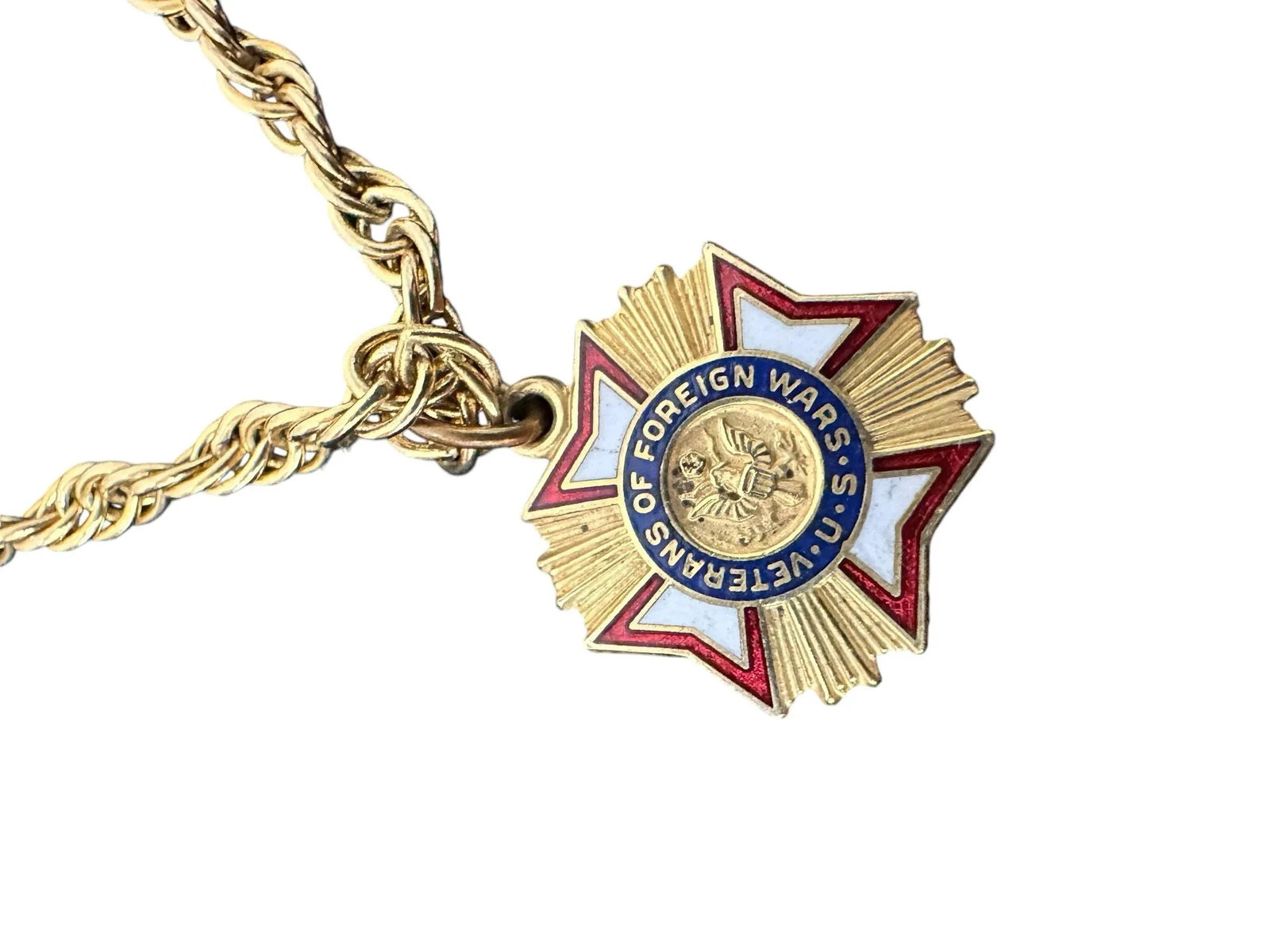 Mid 20th Century Vintage U.S. Veterans of Foreign Wars Tie Clip Clasp Hanging Tie Bar - Set of 2 - 4