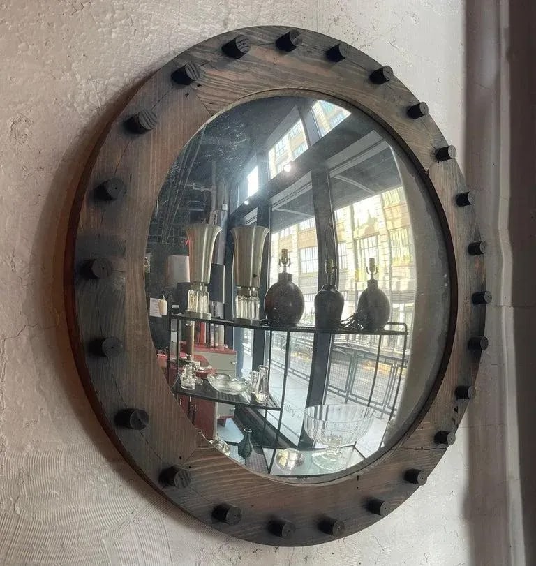1940s Large Custom Industrial Foundry Mold Convex Mirror - 2