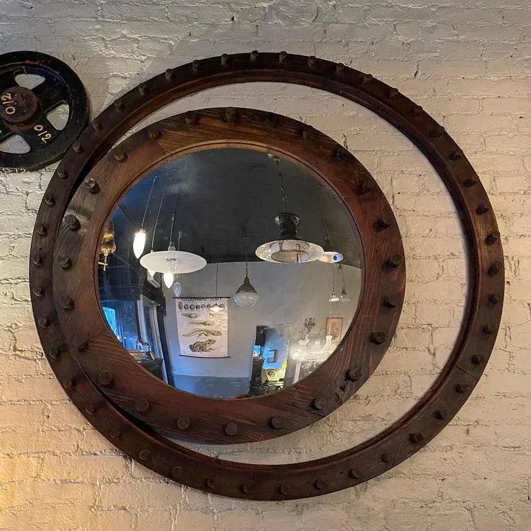 1940s Large Custom Industrial Foundry Mold Convex Mirror - 3