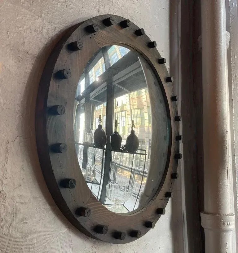 1940s Large Custom Industrial Foundry Mold Convex Mirror - 5