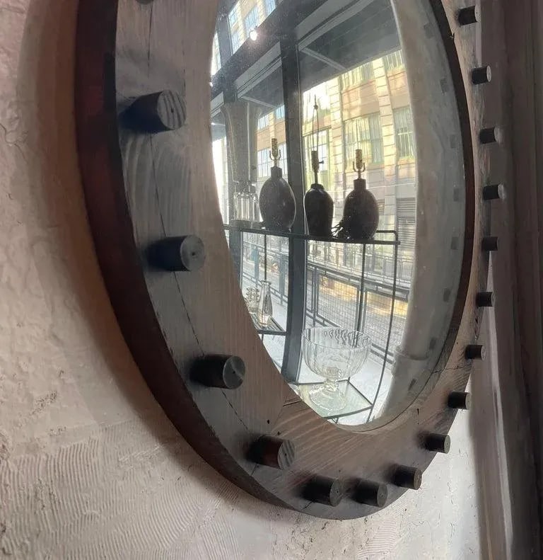 1940s Large Custom Industrial Foundry Mold Convex Mirror - 6