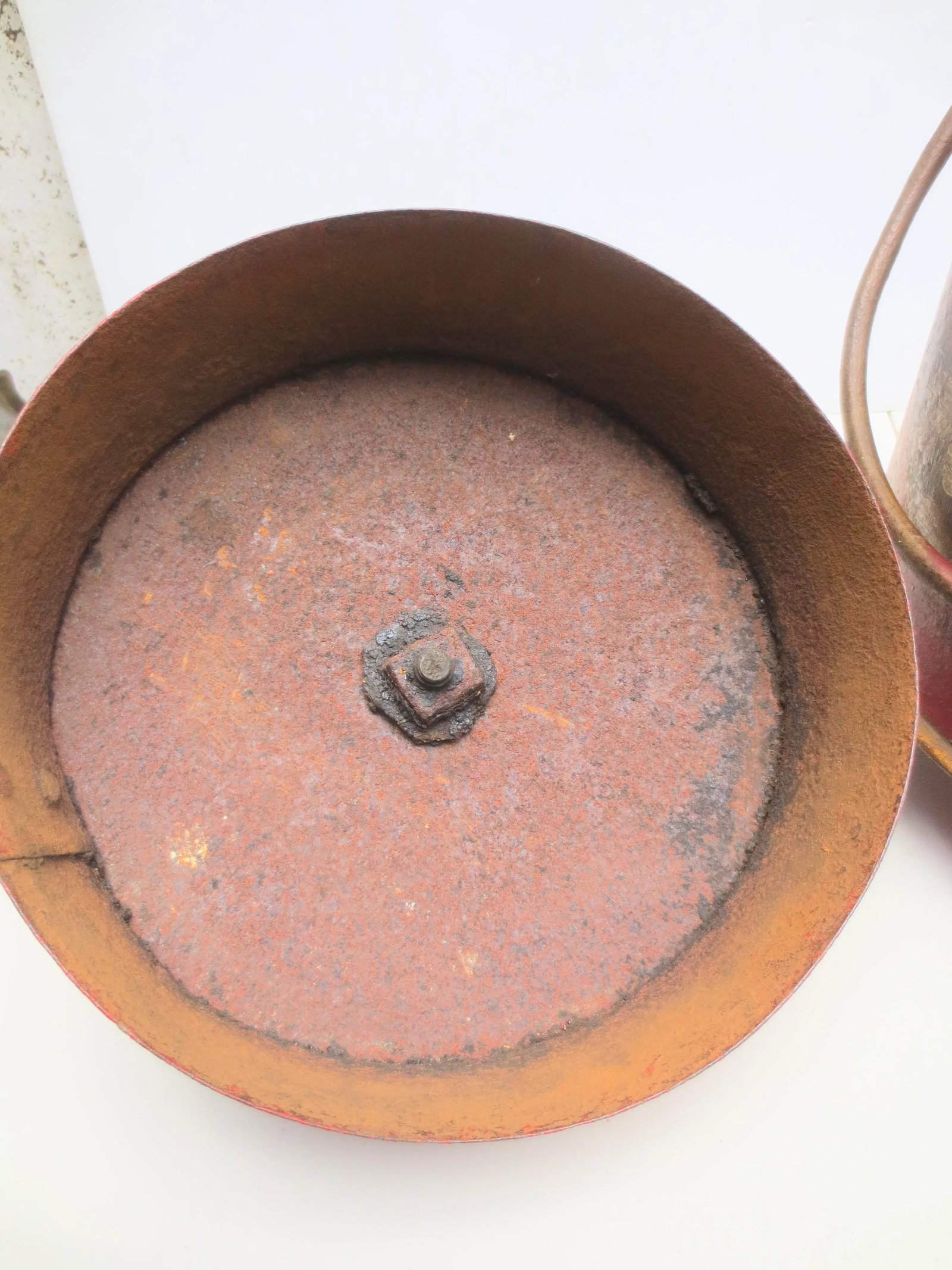 Antique Iron Fireplace Bucket With Painted Scene - 8