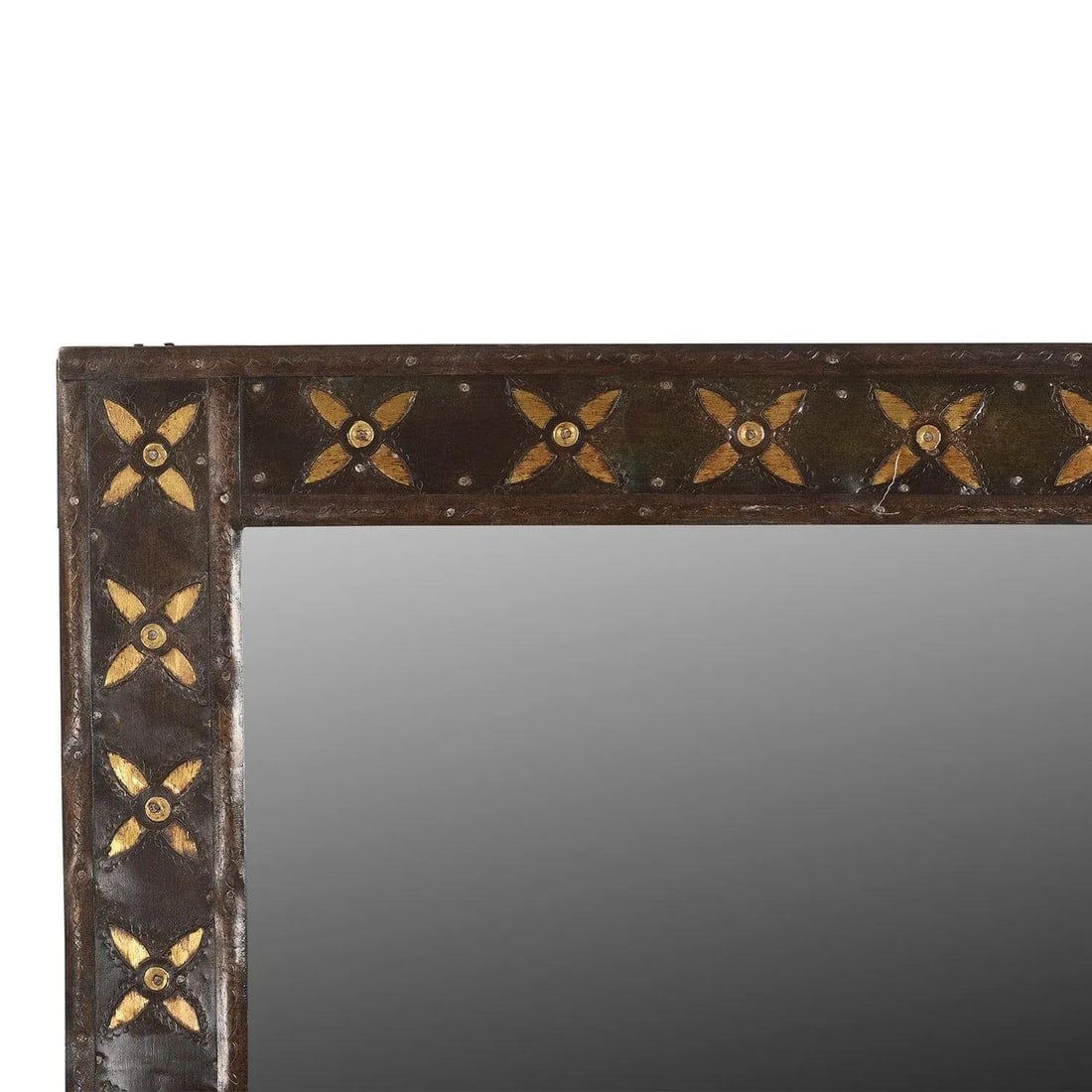 1990s Transitional Style Wooden Mirror With Brass Accents - 3
