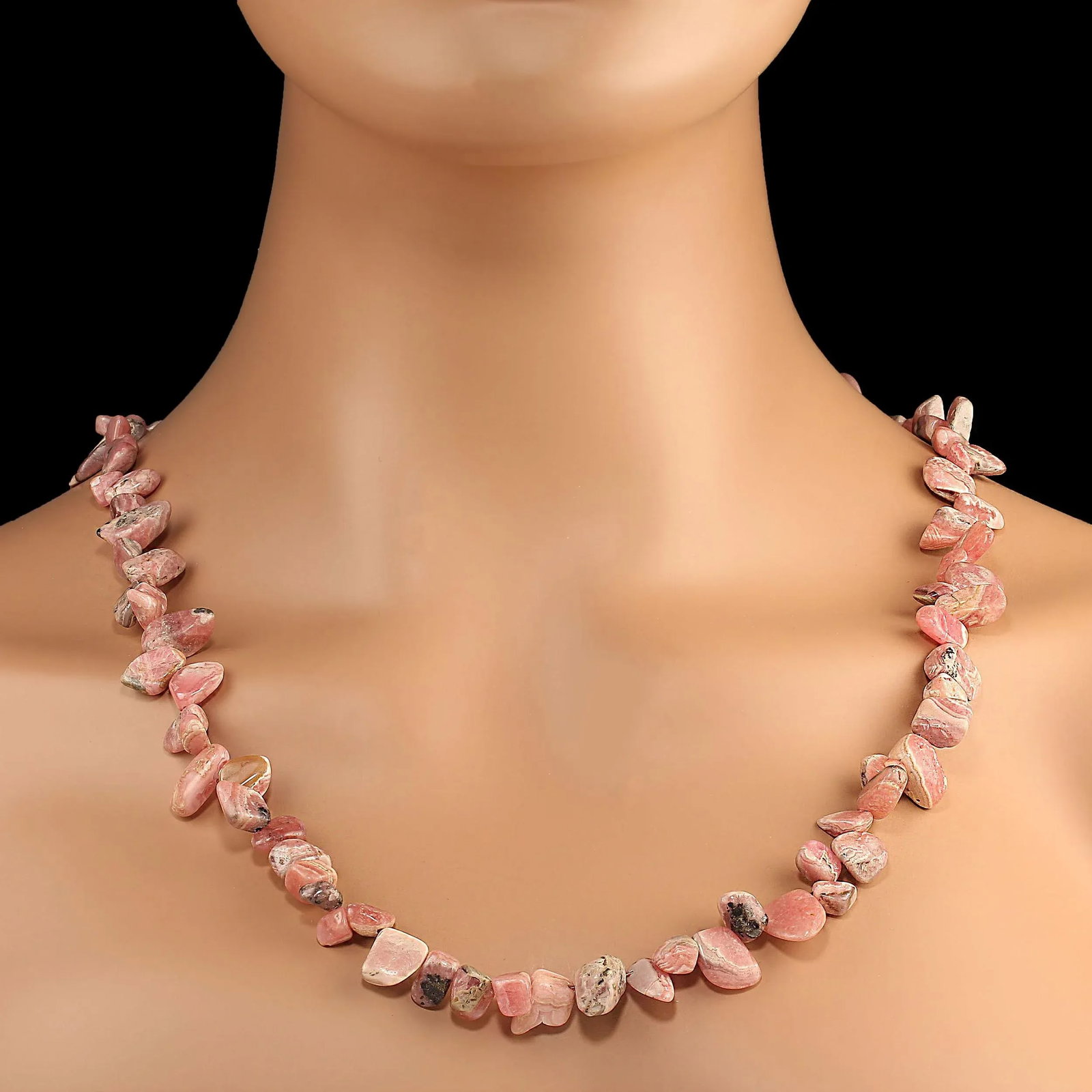 Ajd 31 Inch Rhodochrosite Highly Polished Tumbled Nugget Necklace - 2