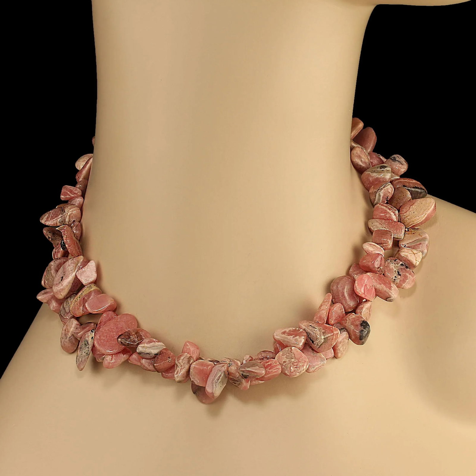 Ajd 31 Inch Rhodochrosite Highly Polished Tumbled Nugget Necklace - 3