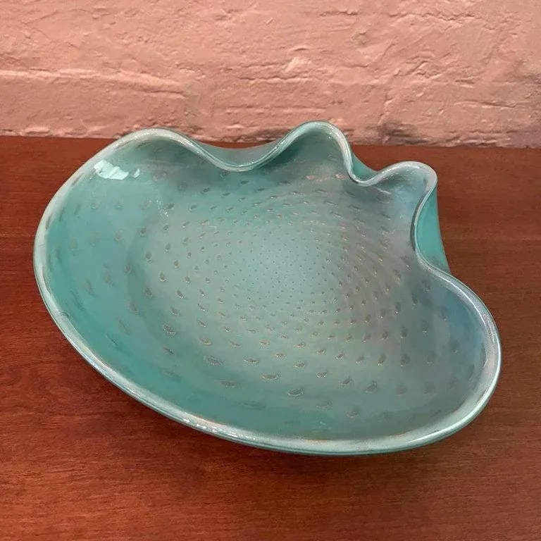 Large 1950s Italian Mid-Century Blue Murano Attributed Glass Clamshell Dish - 2