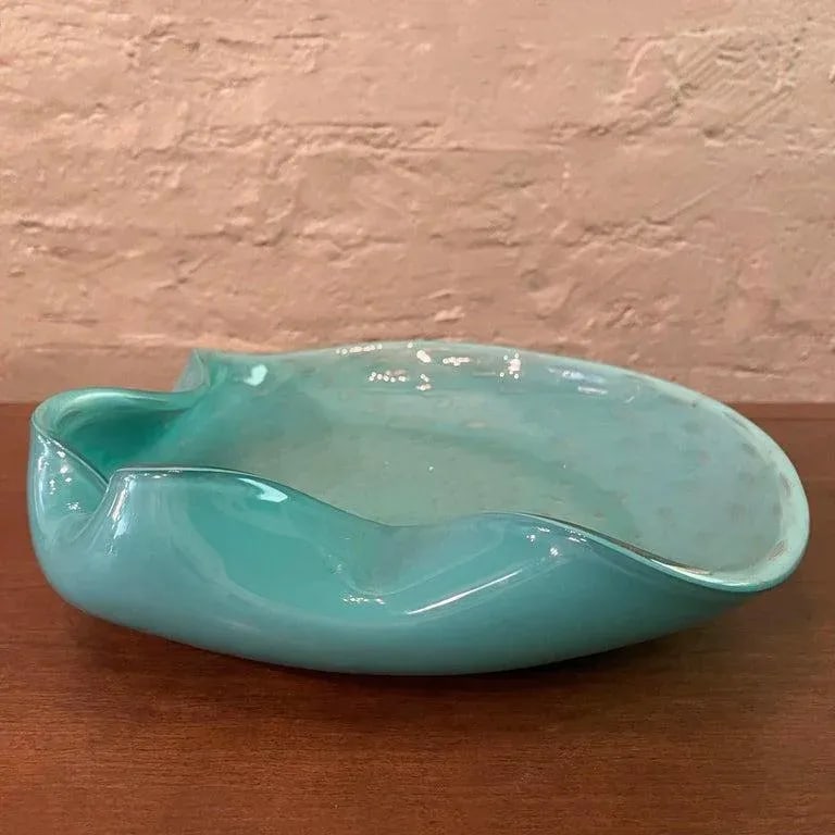 Large 1950s Italian Mid-Century Blue Murano Attributed Glass Clamshell Dish - 7