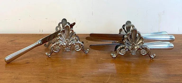 Mid 20th Century French Silver Plated Neoclassical Knife Rests - a Pair - 2