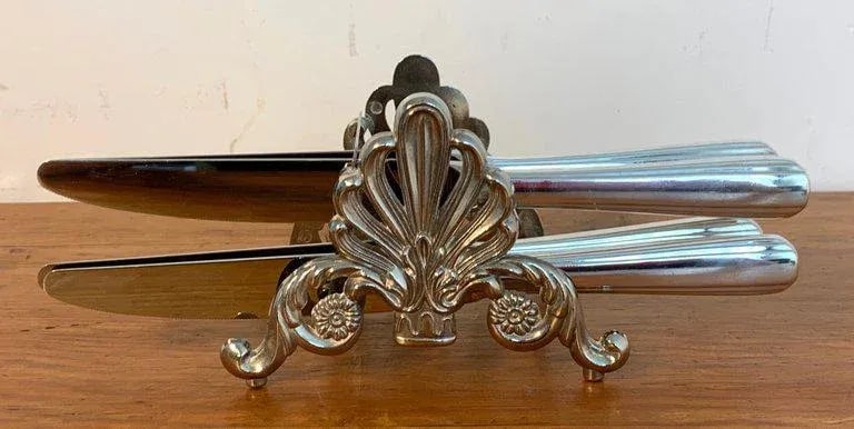Mid 20th Century French Silver Plated Neoclassical Knife Rests - a Pair - 5