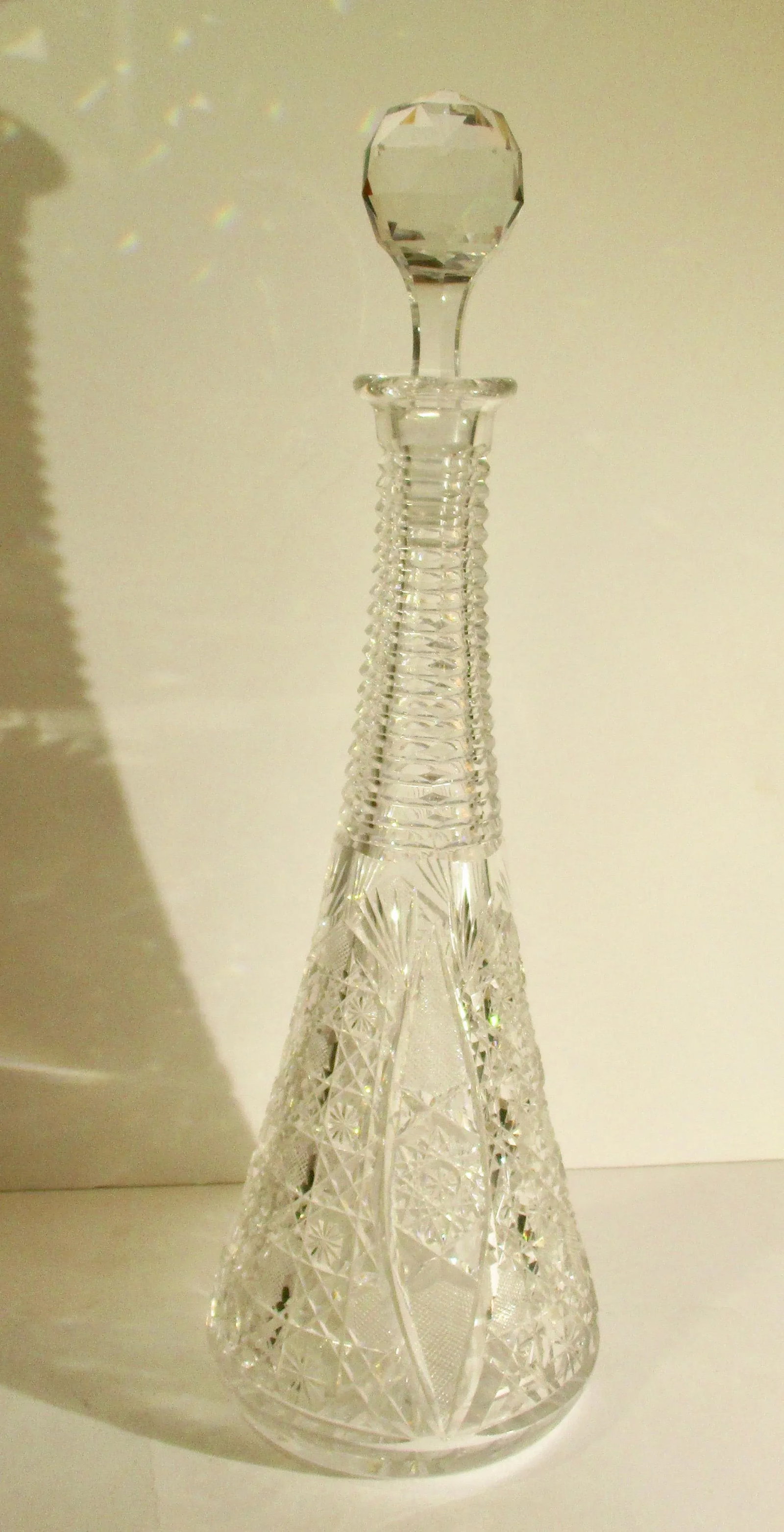 Cut Glass Brilliant Pattern Wine Decanter - 3