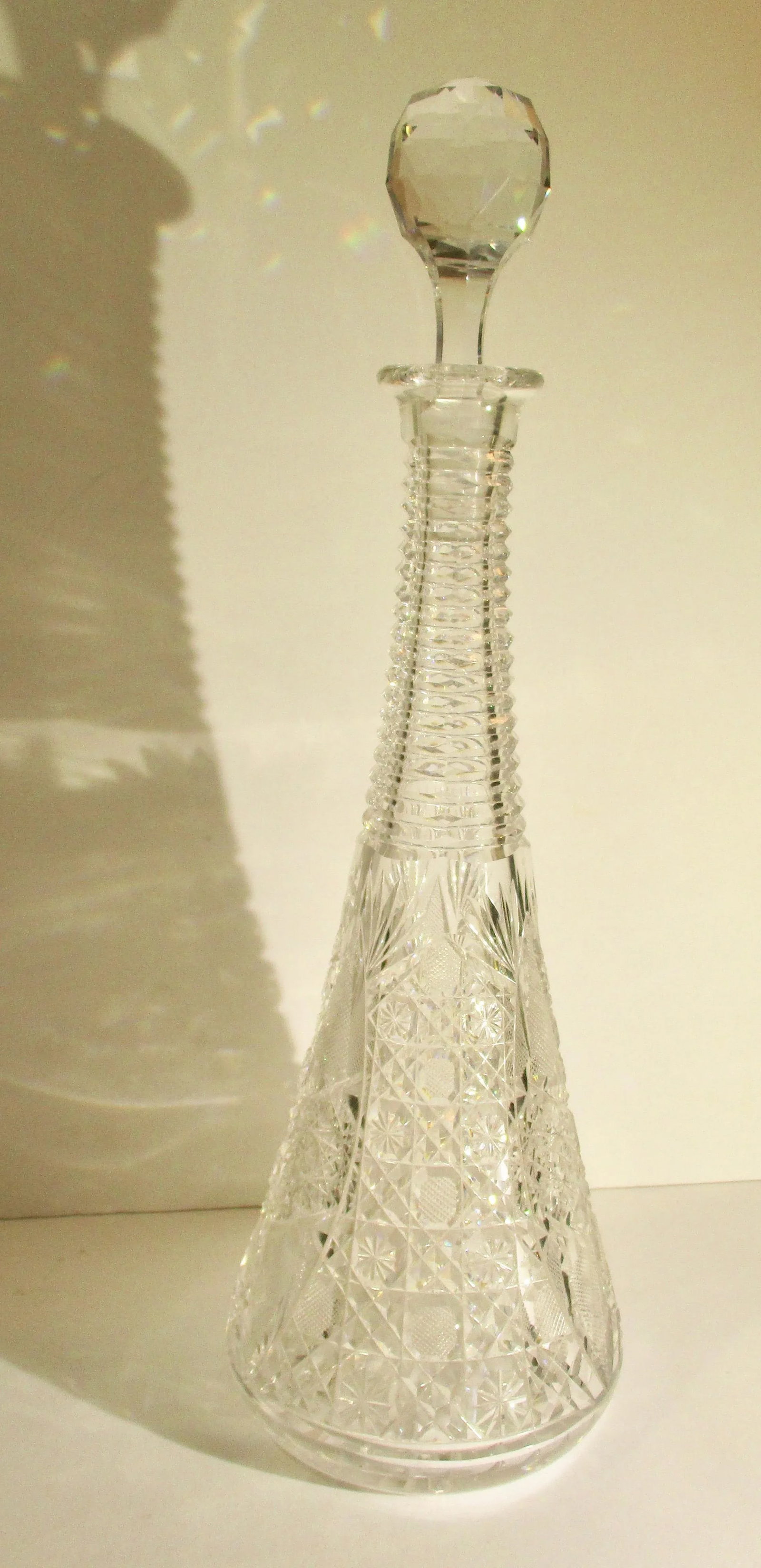 Cut Glass Brilliant Pattern Wine Decanter - 4
