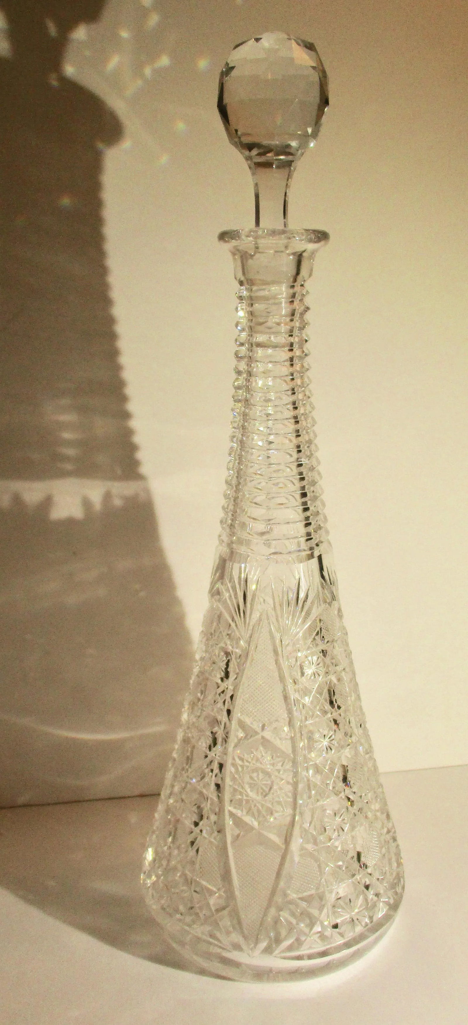 Cut Glass Brilliant Pattern Wine Decanter - 5