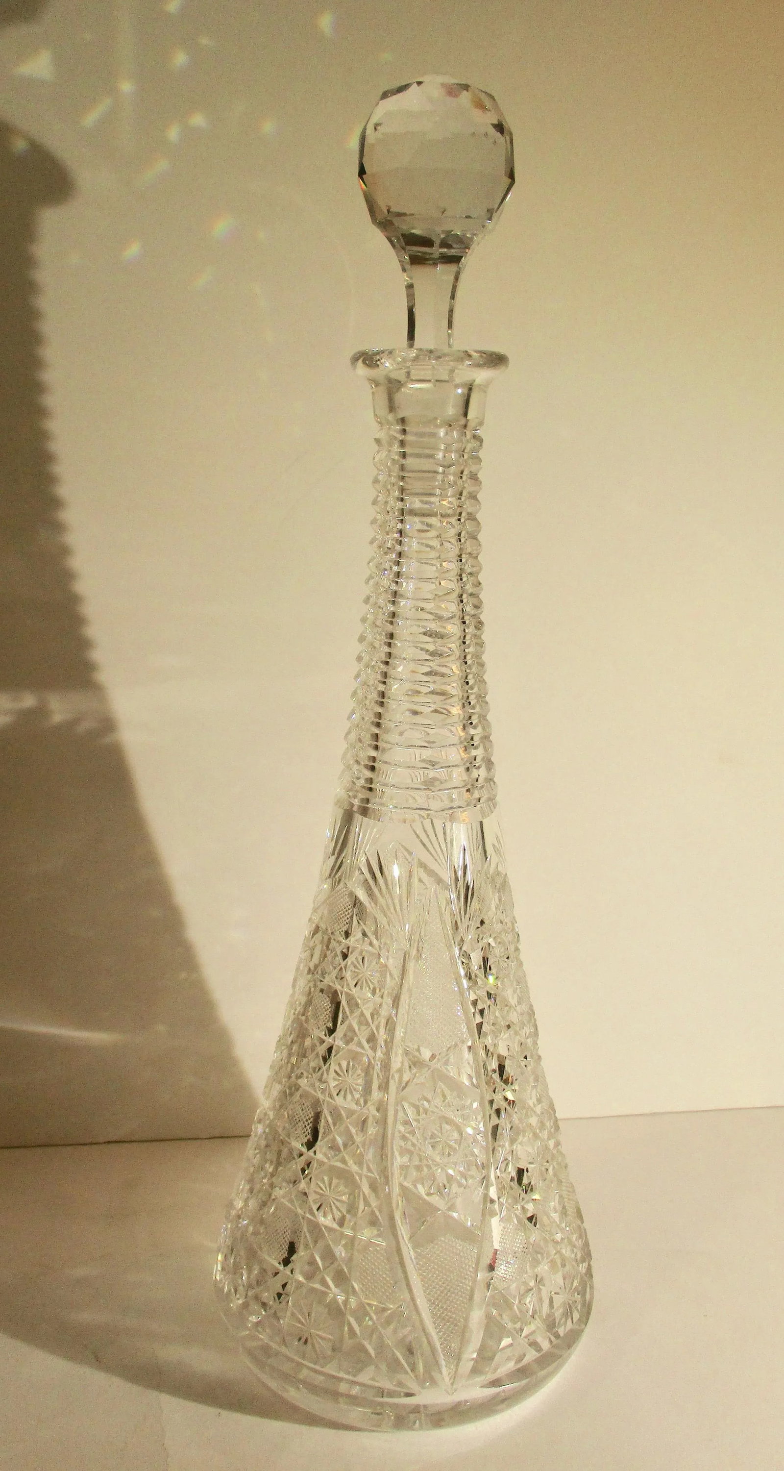 Cut Glass Brilliant Pattern Wine Decanter - 8