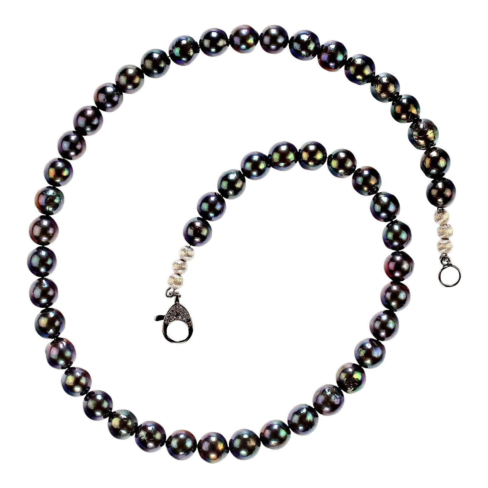 Iridescent Deep Blue/Green 10mm Pearl Necklace - 2