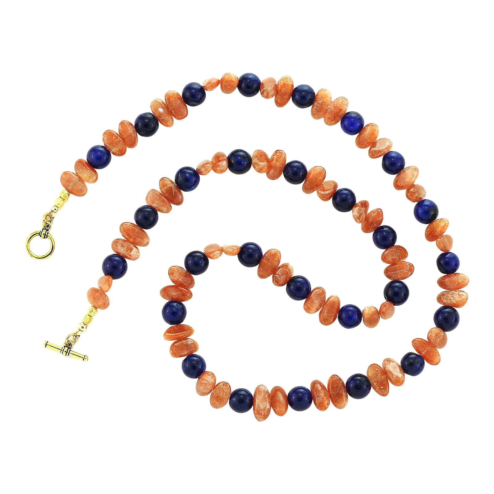 Necklace of Oval Sunstone and Blue Agate - 2