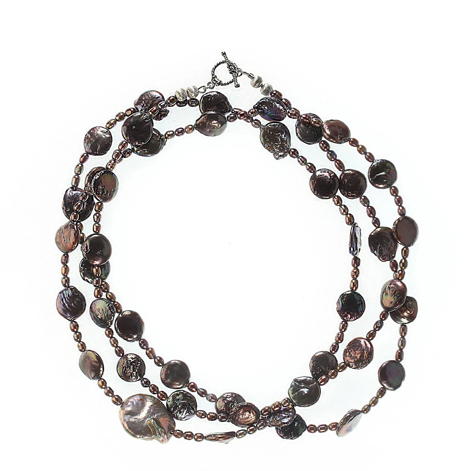 Mauve/Wine Pearl Necklace June Birthstone - 4