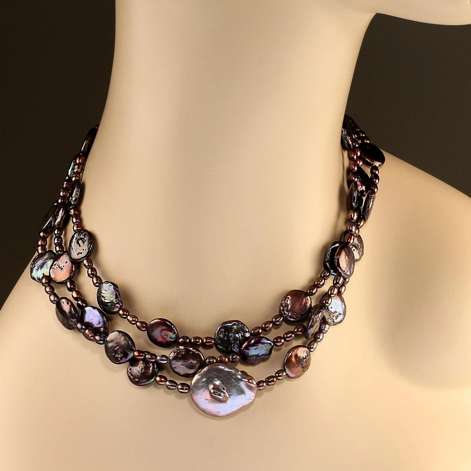 Mauve/Wine Pearl Necklace June Birthstone - 5